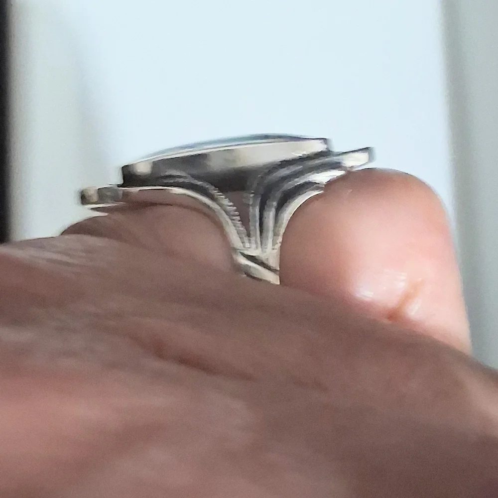 KINGMAN TURQUOISE RING 925 STERLING SILVER SIZE 7.5 - Picture 3 of 6